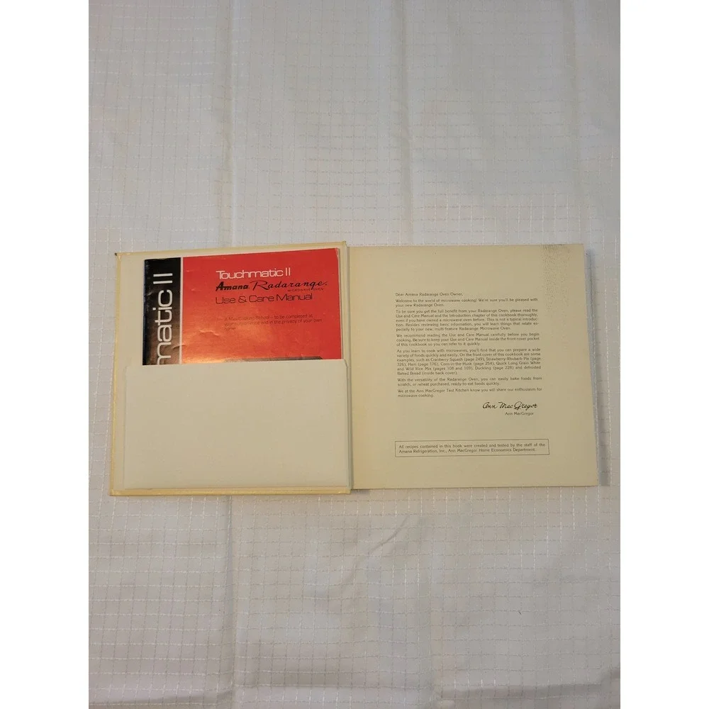 Vintage Amana Radarange Touchmatic II Microwave Cookbook and Manual RR-10A 1978